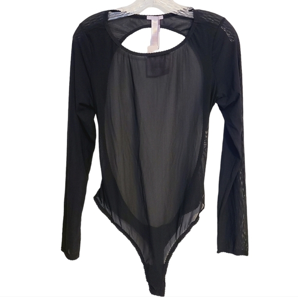 Savage X | Women's Black Long Sleeve Sheer Backless Bodysuit (Size XL) - Picture 1 of 12